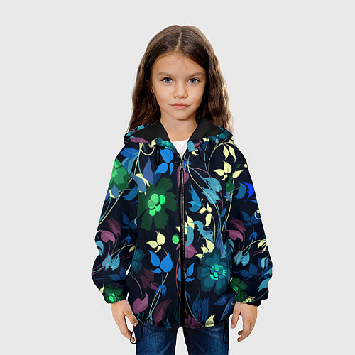 Детская куртка Color summer night Floral pattern / 3D-Черный – фото 3