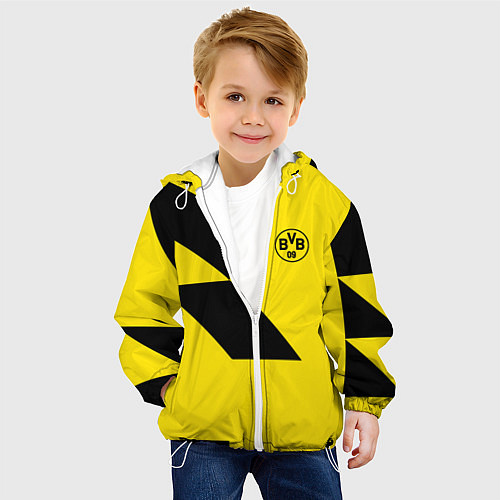 Детская куртка Фк боруссия - fc borussia logo / 3D-Белый – фото 4