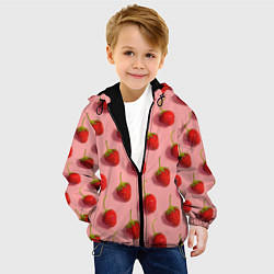 Куртка с капюшоном детская Strawberry Pattern, цвет: 3D-черный — фото 2