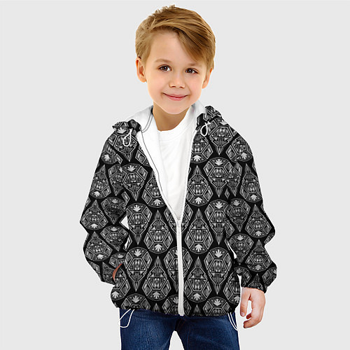 Детская куртка Черно белый арт деко / 3D-Белый – фото 4