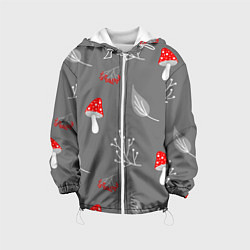 Детская куртка Грибочки на сером фоне, паттерн