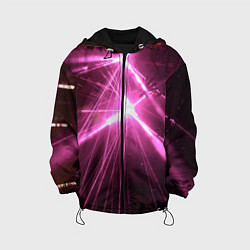 Куртка с капюшоном детская Неоновые лазеры во тьме - Розовый, цвет: 3D-черный