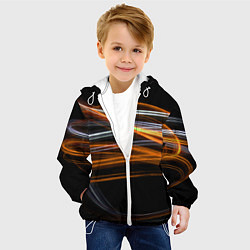 Куртка с капюшоном детская Волнообразные линии неона - Оранжевый, цвет: 3D-белый — фото 2