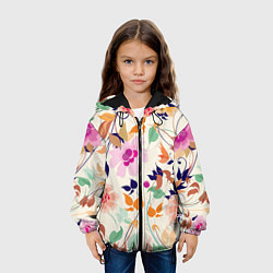 Куртка с капюшоном детская Summer floral pattern, цвет: 3D-черный — фото 2