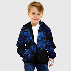 Куртка с капюшоном детская BLUE FLOWERS Синие цветы, цвет: 3D-черный — фото 2
