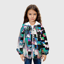 Куртка с капюшоном детская Glitch Abstract squares Глитч Абстрактные квадраты, цвет: 3D-белый — фото 2