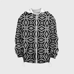 Куртка с капюшоном детская Черно-белый узор геометрический ромбы, цвет: 3D-белый