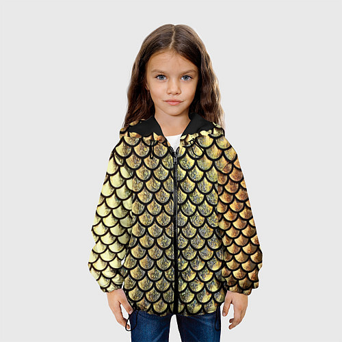 Детская куртка Чешуя золотая / 3D-Черный – фото 3