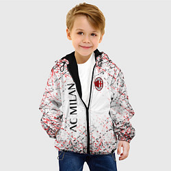 Куртка с капюшоном детская Ac milan logo, цвет: 3D-черный — фото 2