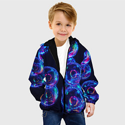 Куртка с капюшоном детская Неоновые сюрреалистичные пузыри - Синий, цвет: 3D-черный — фото 2