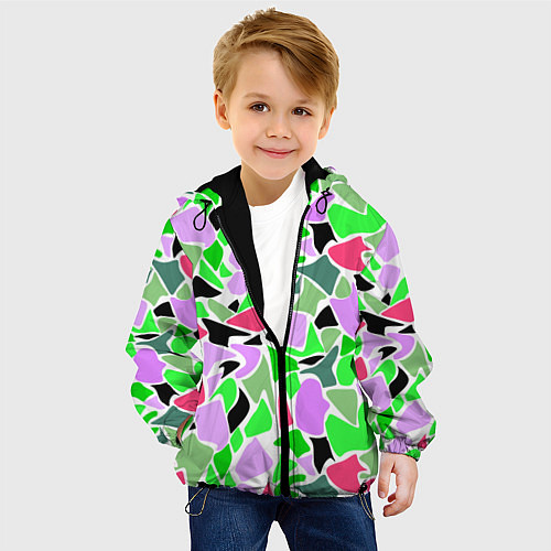 Детская куртка Abstract pattern green pink spots / 3D-Черный – фото 4