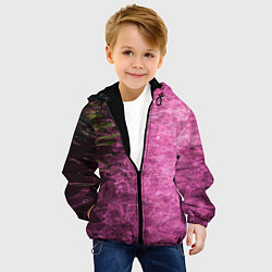 Куртка с капюшоном детская Неоновые волны на воде - Розовый, цвет: 3D-черный — фото 2