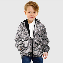 Куртка с капюшоном детская Фольга текстура, цвет: 3D-черный — фото 2