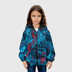 Куртка с капюшоном детская Неоновые куски льда - Голубой и красный, цвет: 3D-черный — фото 2