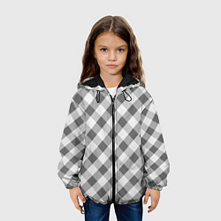 Куртка с капюшоном детская Бело-серый клетчатый узор tartan, цвет: 3D-черный — фото 2