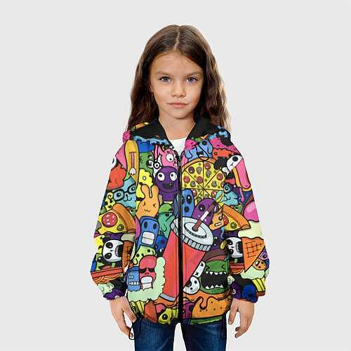 Детская куртка Fast food pattern Pop art Fashion trend / 3D-Черный – фото 3
