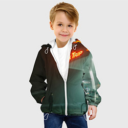 Куртка с капюшоном детская Неоновая заправка - Оранжевый, цвет: 3D-белый — фото 2