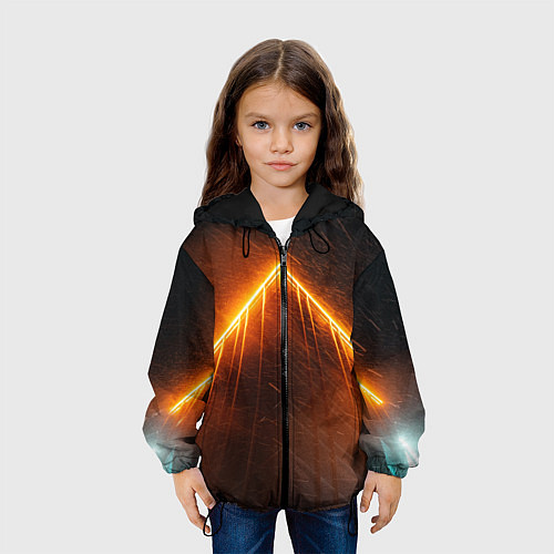Детская куртка Неоновая крыша здания - Оранжевый / 3D-Черный – фото 3