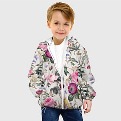 Куртка с капюшоном детская Цветы Сказочные Розы и Герберы, цвет: 3D-белый — фото 2