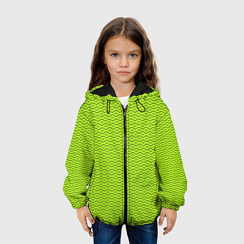 Детская куртка Зеленые абстрактные линии / 3D-Черный – фото 3