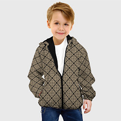 Куртка с капюшоном детская Паттерн золотые квадраты, цвет: 3D-черный — фото 2