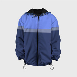 Куртка с капюшоном детская Серая полоса на синем, цвет: 3D-черный