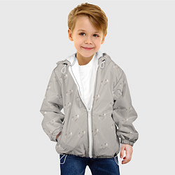 Куртка с капюшоном детская Серебряные сердечки на сером фоне, цвет: 3D-белый — фото 2