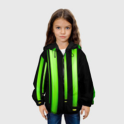 Куртка с капюшоном детская Абстрактные неоновые колбы с кислотой - Зелёный, цвет: 3D-черный — фото 2