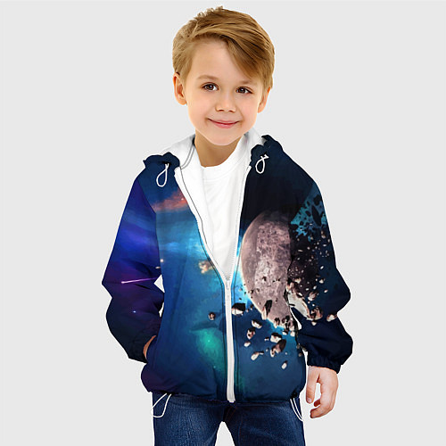 Детская куртка Космическое столкновение объектов / 3D-Белый – фото 4