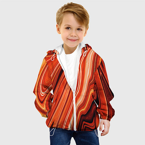 Детская куртка Лавовая абстракция - Красный / 3D-Белый – фото 4