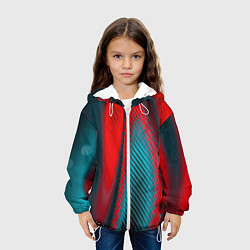 Куртка с капюшоном детская Абстрактная неоновая наноброня - Красный, цвет: 3D-белый — фото 2