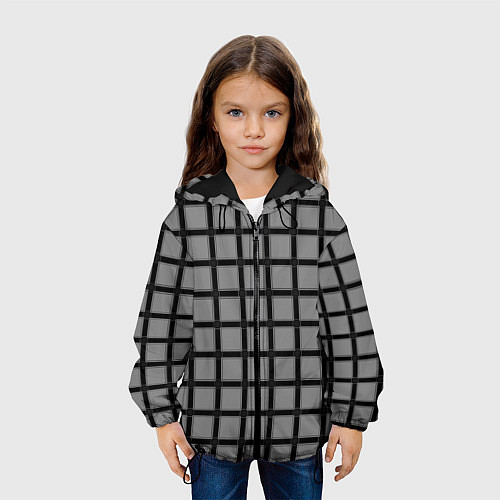 Детская куртка Темно-серый узор в крупную клетку / 3D-Черный – фото 3