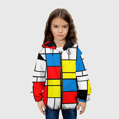 Детская куртка Texture of squares rectangles / 3D-Черный – фото 3