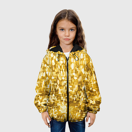 Детская куртка Абстрактное множество золотых огней - Яркожёлтый / 3D-Черный – фото 3