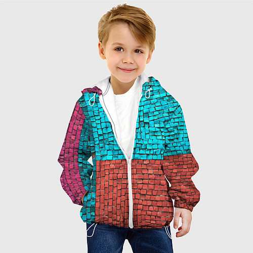 Детская куртка Каменно-кирпичная броня - Оранжевый / 3D-Белый – фото 4