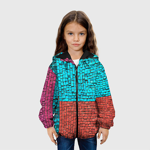 Детская куртка Каменно-кирпичная броня - Оранжевый / 3D-Черный – фото 3