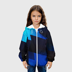 Куртка с капюшоном детская Абстрактные геометрические объёмные фигуры - Синий, цвет: 3D-белый — фото 2