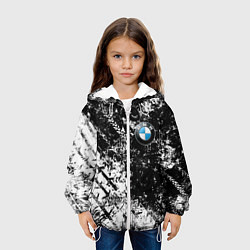 Куртка с капюшоном детская BMW : Испачканная ЧБ, цвет: 3D-белый — фото 2