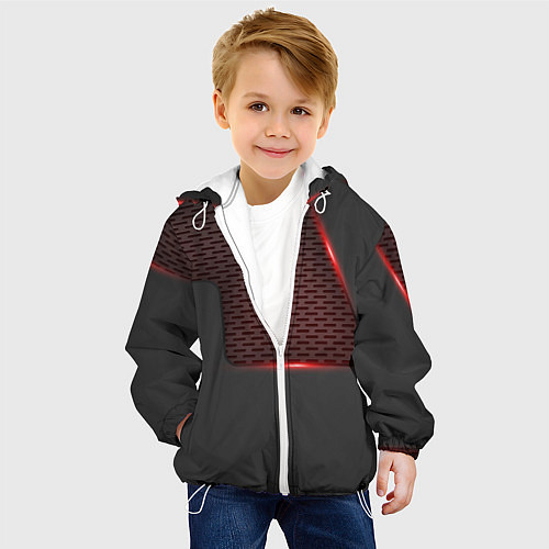 Детская куртка Объемная красная сетка на черной пластине / 3D-Белый – фото 4