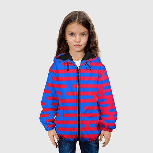 Детская куртка Красно-синие полосы / 3D-Черный – фото 3