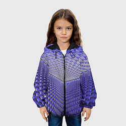 Куртка с капюшоном детская Неоновые кубы - оптическая иллюзия, цвет: 3D-черный — фото 2
