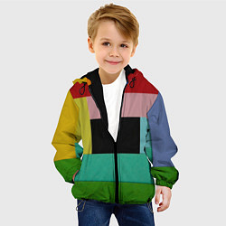 Куртка с капюшоном детская Абстрактные геометрические прямоугольники - Чёрный, цвет: 3D-черный — фото 2