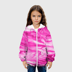 Куртка с капюшоном детская Розовая мраморная текстура, цвет: 3D-белый — фото 2