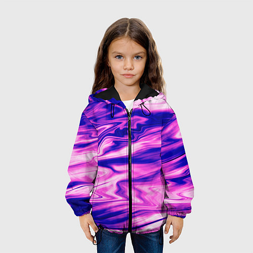 Детская куртка Розово-фиолетовый мраморный узор / 3D-Черный – фото 3