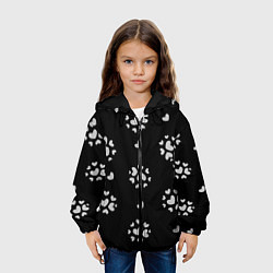 Куртка с капюшоном детская Серые сердца на черном фоне, цвет: 3D-черный — фото 2
