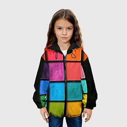 Куртка с капюшоном детская Абстрактный набор красок-паттернов, цвет: 3D-черный — фото 2