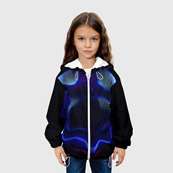 Куртка с капюшоном детская Неоновый фрактал - абстракция, цвет: 3D-белый — фото 2