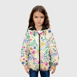 Куртка с капюшоном детская Цветы Нарисованные Разноцветные, цвет: 3D-черный — фото 2