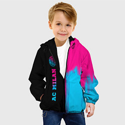 Куртка с капюшоном детская AC Milan - neon gradient: по-вертикали, цвет: 3D-черный — фото 2