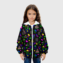 Куртка с капюшоном детская Кислотный Мемфис, цвет: 3D-белый — фото 2